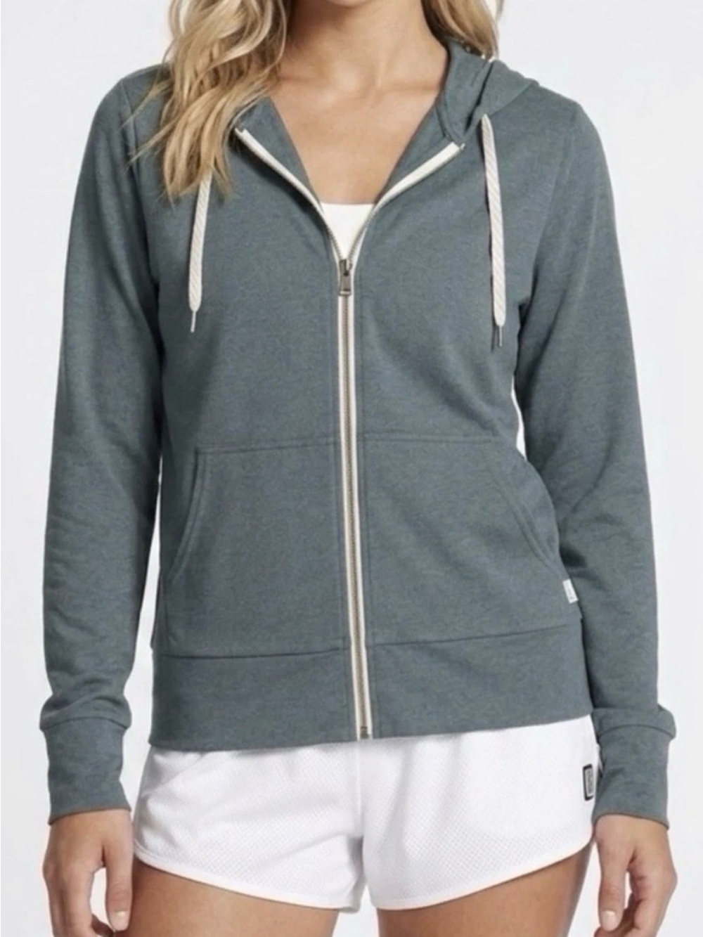 Vuori Women's Lake Heather Green Full Zip Halo Performance Hoodie 2.0 Small